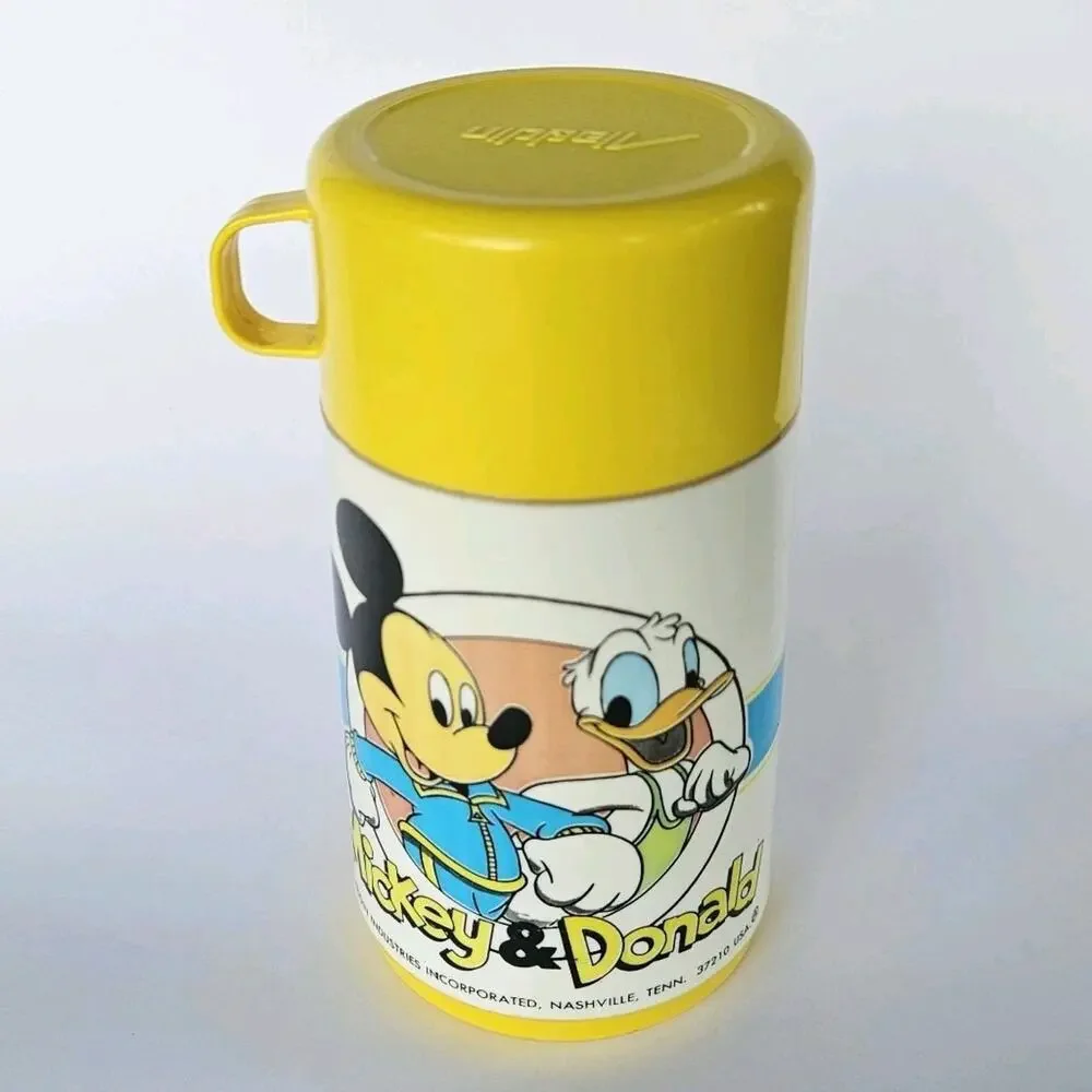 Vintage 80's Mickey and Donald Aladdin Thermos With Cup and Spout Walt Disney